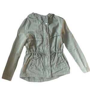 H&M Divided Woman Size 4 Olive Green Utility Jacket Anorak Military Casual Fall